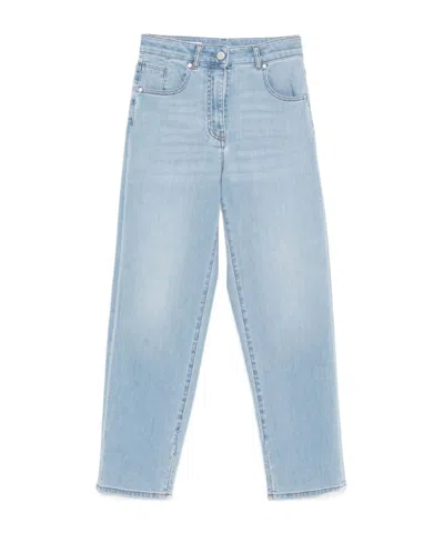 Peserico Logo-patch Jeans In Blue
