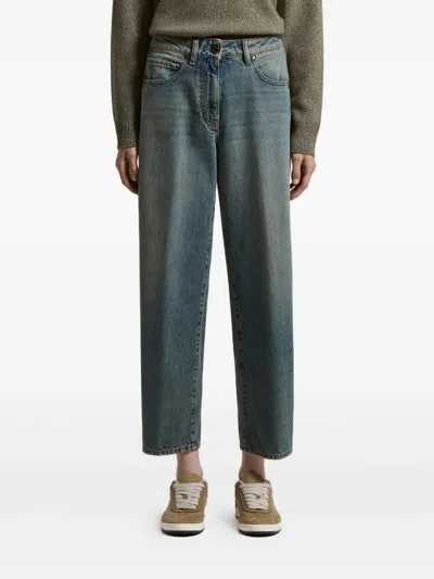 Peserico Logo-patch Jeans In Blue