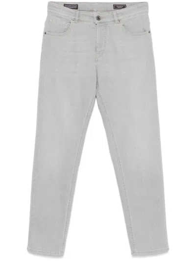 Peserico Logo-patch Jeans In Grey