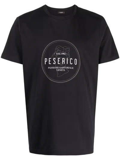 Peserico Logo-print Cotton T-shirt In Blue