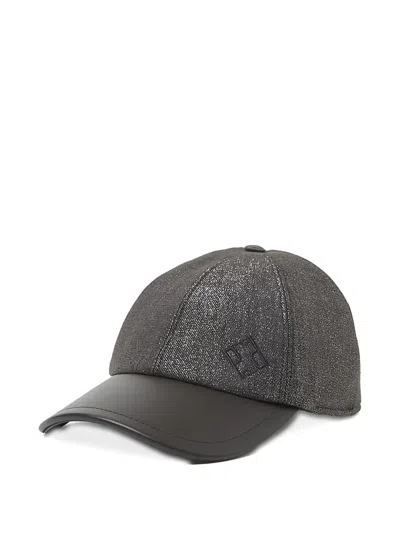 Peserico Logo-detail Leather-peak Baseball Cap In Gray