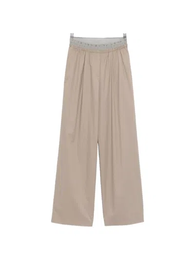 Peserico Logo-waistband Pleated Pants In Neutral