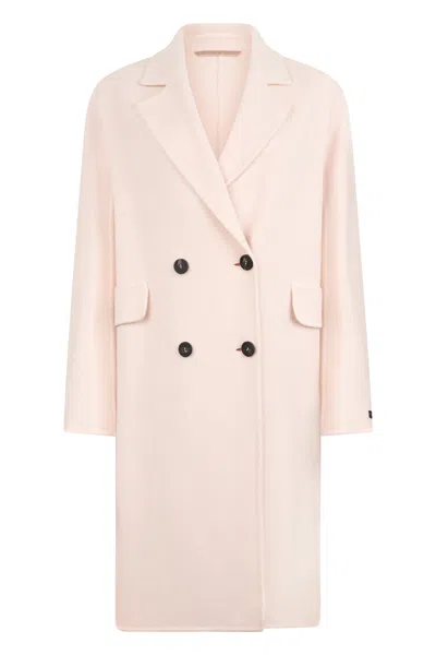 Peserico Long Beige Coat With Elegant Design. In Pink