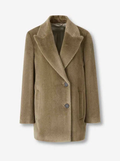Peserico Welt-pocket Wool Coat In Green