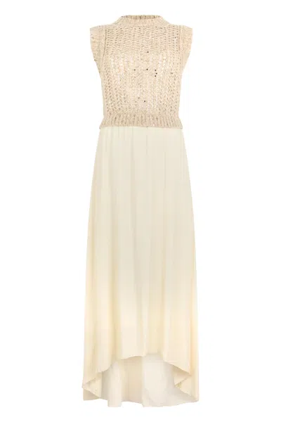 Peserico Long Elegant Dress In Sand Color With Chic And Versatile Design. In Neutral