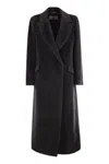 Peserico Long-haired Coat In Alpaca And Wool In Black