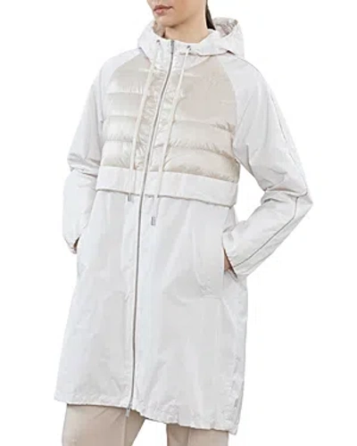 Peserico Long Hooded Puffer Jacket In Salty White