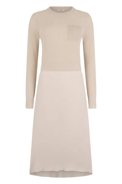 Peserico Long Sand-colored Dress With Minimal And Versatile Design. In Neutral