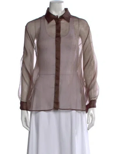 Pre-owned Peserico Long Sleeve Blouse In Brown