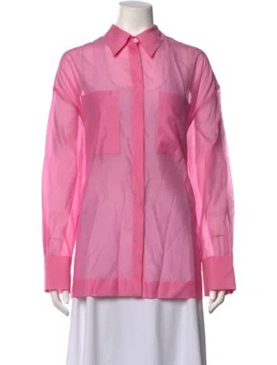 Pre-owned Peserico Long Sleeve Blouse In Pink