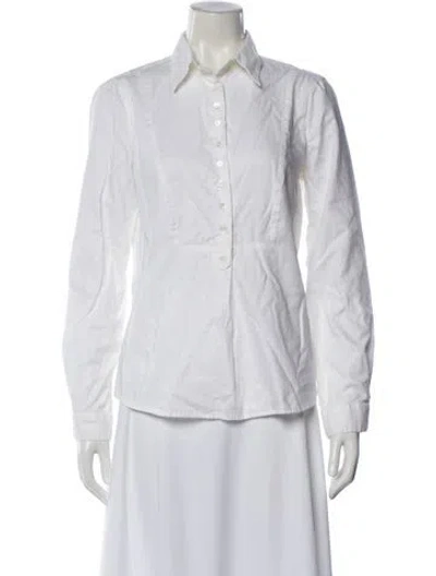 Pre-owned Peserico Long Sleeve Blouse In White