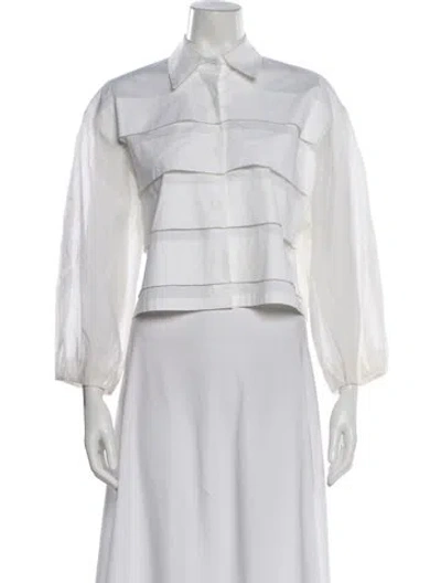 Pre-owned Peserico Long Sleeve Blouse In White
