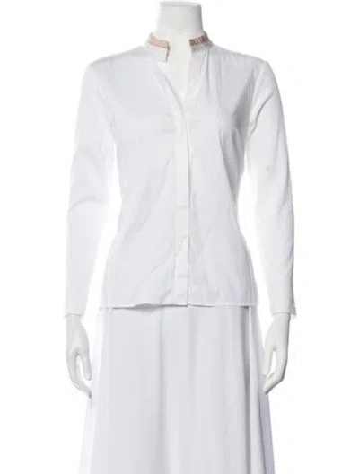 Pre-owned Peserico Long Sleeve Blouse In White