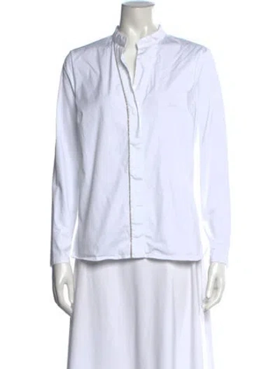 Pre-owned Peserico Long Sleeve Blouse In White