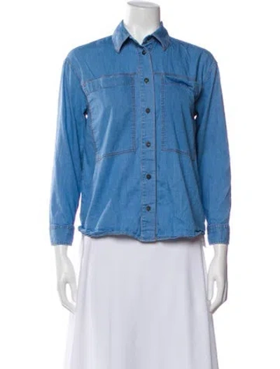 Pre-owned Peserico Long Sleeve Button-up Top In Blue
