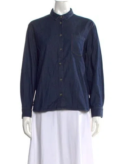 Pre-owned Peserico Long Sleeve Button-up Top In Blue