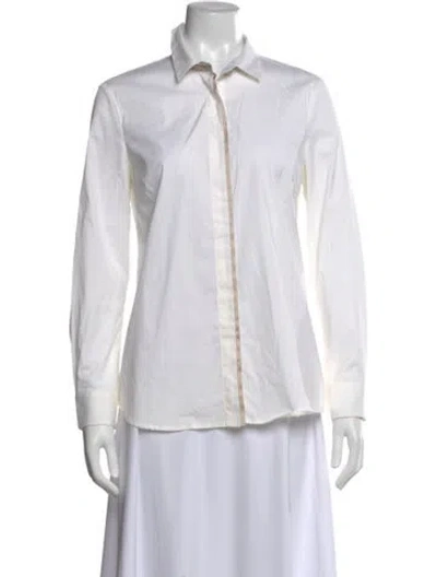 Pre-owned Peserico Long Sleeve Button-up Top In Neutral