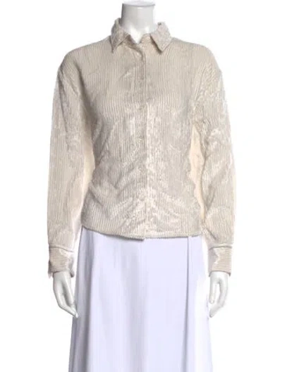 Pre-owned Peserico Long Sleeve Button-up Top In Neutral