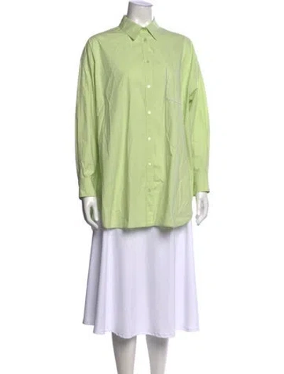 Pre-owned Peserico Long Sleeve Button-up Top W/ Tags In Green