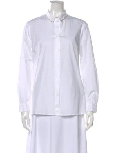 Pre-owned Peserico Long Sleeve Button-up Top In White