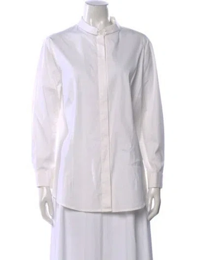 Pre-owned Peserico Long Sleeve Button-up Top In White