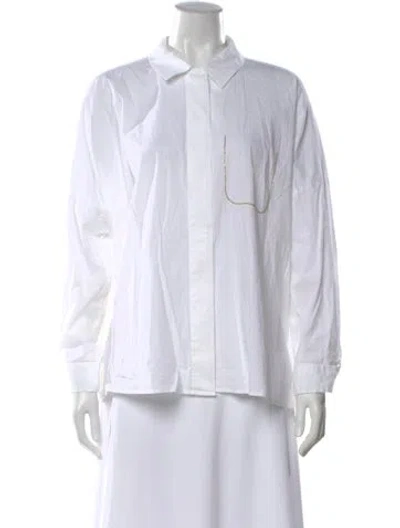 Pre-owned Peserico Long Sleeve Button-up Top In White