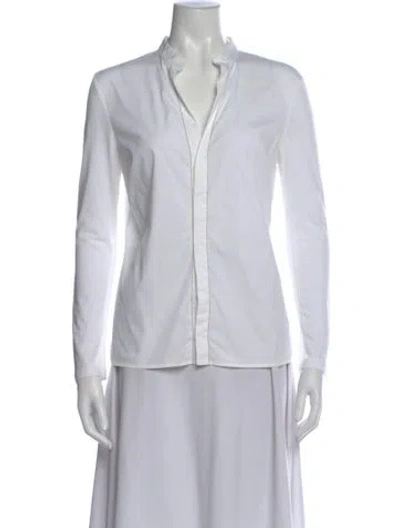 Pre-owned Peserico Long Sleeve Button-up Top In White