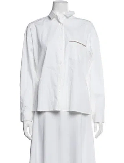 Pre-owned Peserico Long Sleeve Button-up Top In White