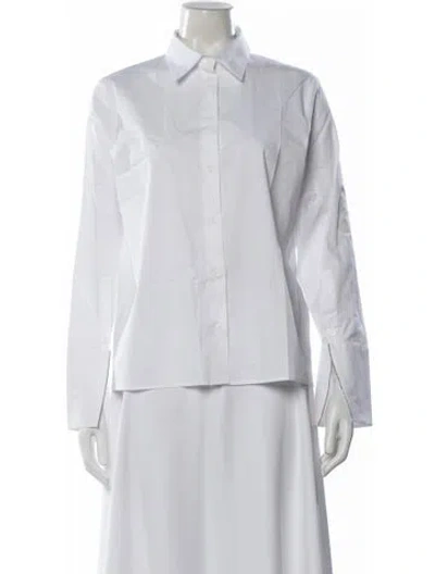 Pre-owned Peserico Long Sleeve Button-up Top In White