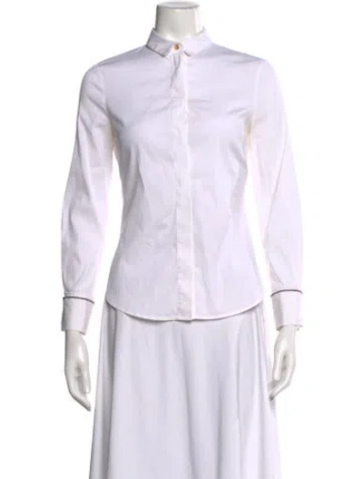 Pre-owned Peserico Long Sleeve Button-up Top In White