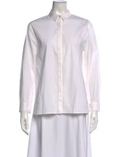 Pre-owned Peserico Long Sleeve Button-up Top In White