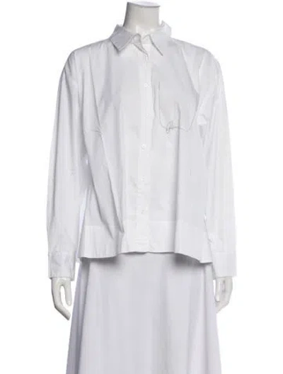 Pre-owned Peserico Long Sleeve Button-up Top In White