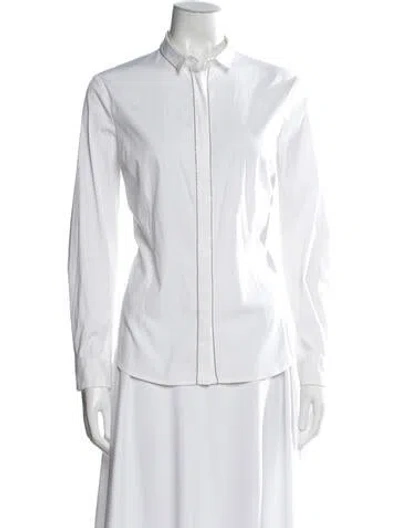 Pre-owned Peserico Long Sleeve Button-up Top In White