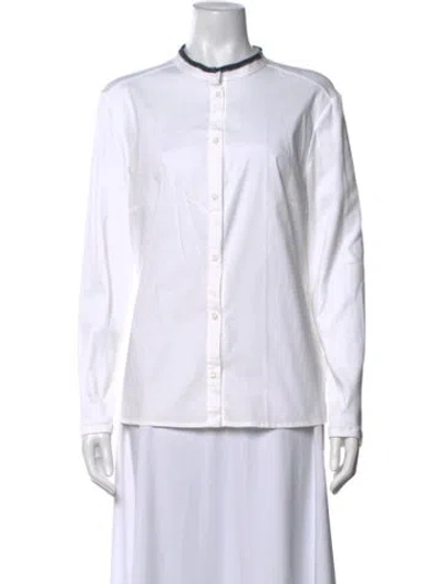 Pre-owned Peserico Long Sleeve Button-up Top In White