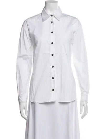 Pre-owned Peserico Long Sleeve Button-up Top In White
