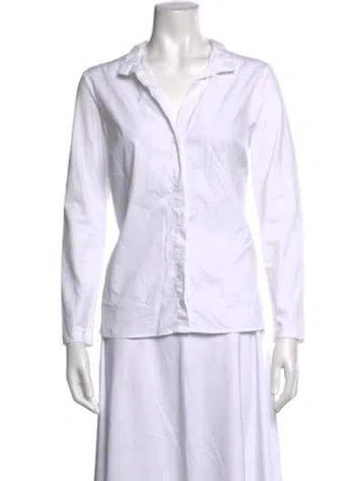 Pre-owned Peserico Long Sleeve Button-up Top In White