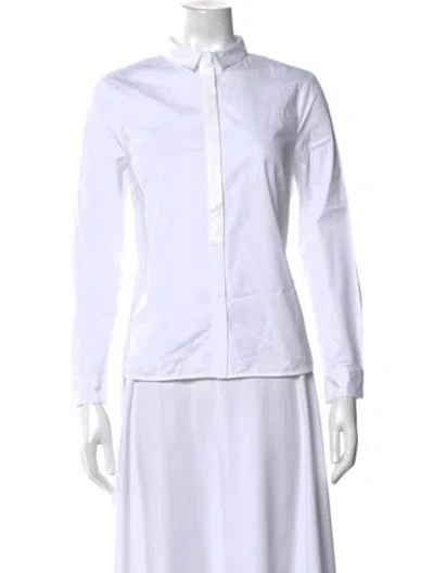 Pre-owned Peserico Long Sleeve Button-up Top In White
