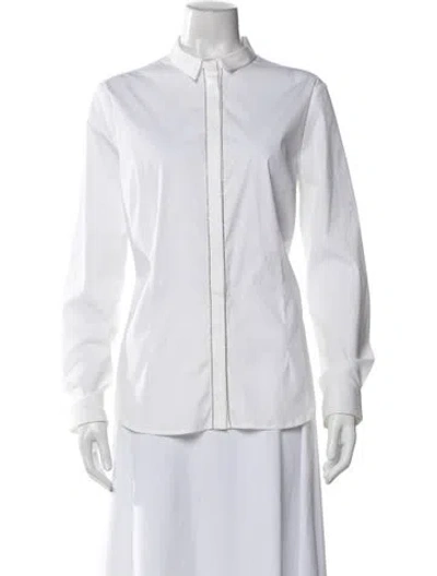 Pre-owned Peserico Long Sleeve Button-up Top In White