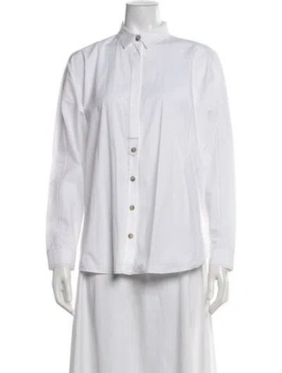 Pre-owned Peserico Long Sleeve Button-up Top In White