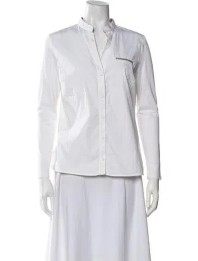 Pre-owned Peserico Long Sleeve Button-up Top In White