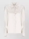 Peserico Long Sleeve Collared Silk Shirt In Neutral