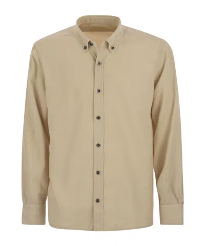 Peserico Long-sleeve Cotton Shirt In Brown