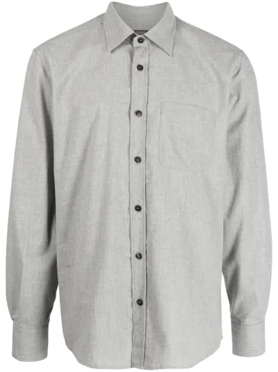 Peserico Long-sleeve Cotton Shirt In Grey