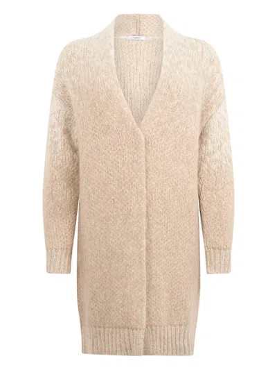 Peserico Long-sleeve Knitted Cardigan In Neutral