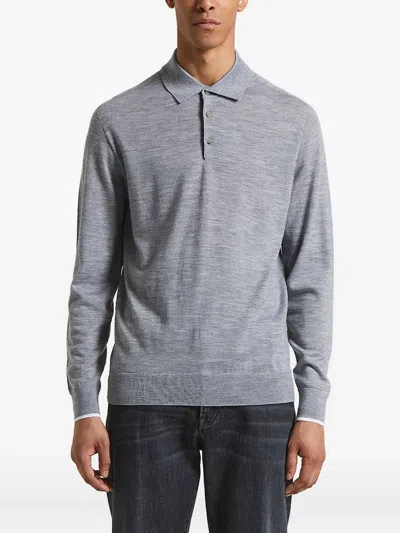 Peserico Long-sleeve Polo Shirt In Gray