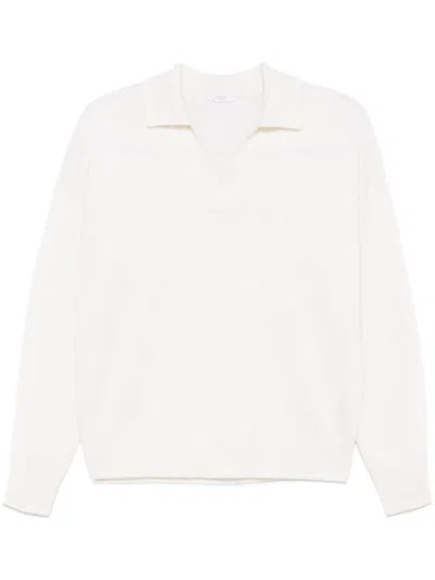Peserico Long-sleeve Polo Top In Neutrals