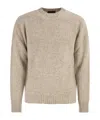 Peserico Long Sleeve Ribbed Sweater In Neutral