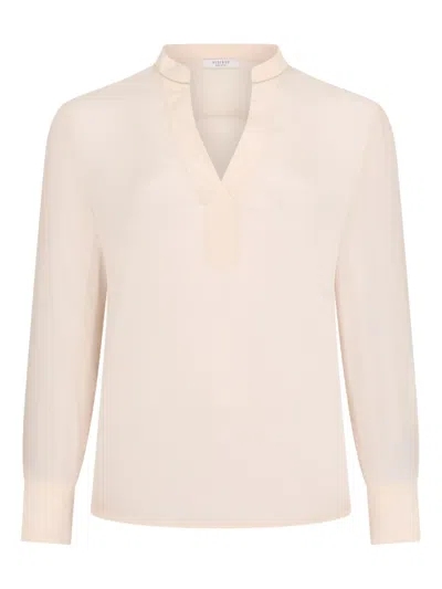 Peserico Long-sleeve V-neck Blouse In Neutral