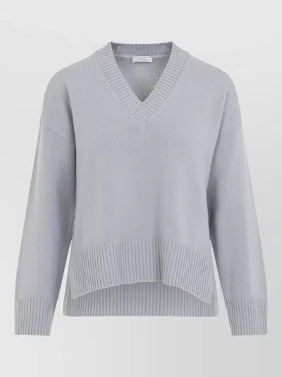 Peserico Long Sleeve V Neck Relaxed Knit Top In Pattern