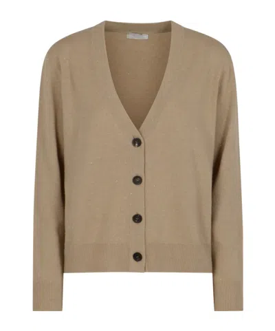 Peserico Long-sleeved Cardigan In Brown